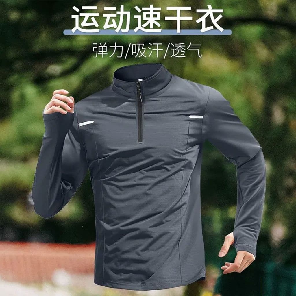 Roupas de secagem rápida de manga comprida masculina meio zíper roupas de treinamento correndo esportes topos futebol Fi
