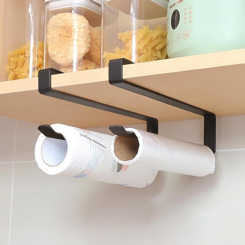 Suporte de toalha de papel de ferro de cozinha pano preguiçoso envoltório de plástico sem perfuração armário rolo de pap