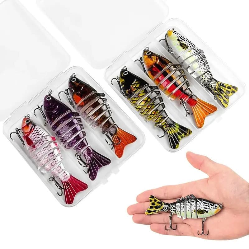 3PCS/Caixa Isca Artificial Realista de 7 Segmentos Swimbait Crankbait Isca Dura Lenta 10cm/15g Isca Artificial Acessório