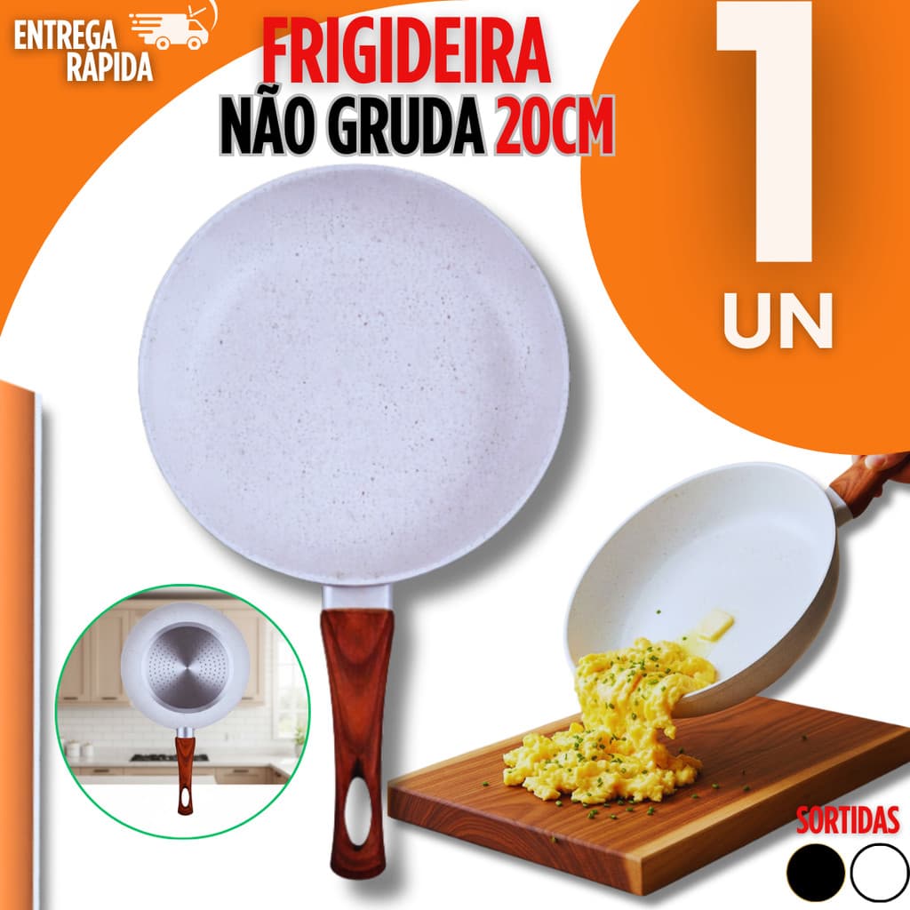Frigideiras 20Cm Com Revestimento Cerâmico Antiaderente Para Indução Cabo Antitérmico Panelas