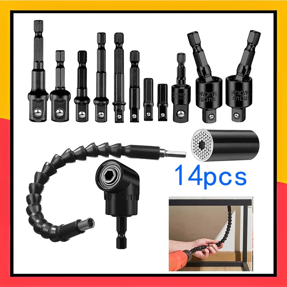Conjunto de 14 peças de extensões flexíveis para brocas de furadeira Conjuntos de pontas para brocas de furadeira