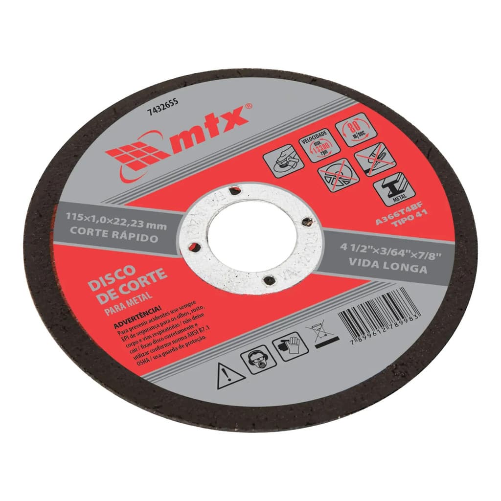 Disco De Corte Inox 115mm X 22,23mm Corte Rápido 05 Un Mtx Preto