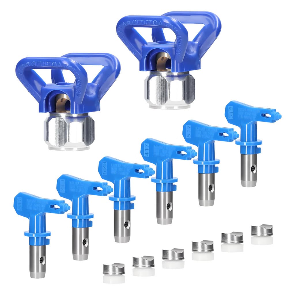 Kit 6 Bicos De Pintura Sem Ar Airless Azul/Amarelo Com Vedações e Porta Bicos 211 315 417 515 517 523/619 Alta Qualidade
