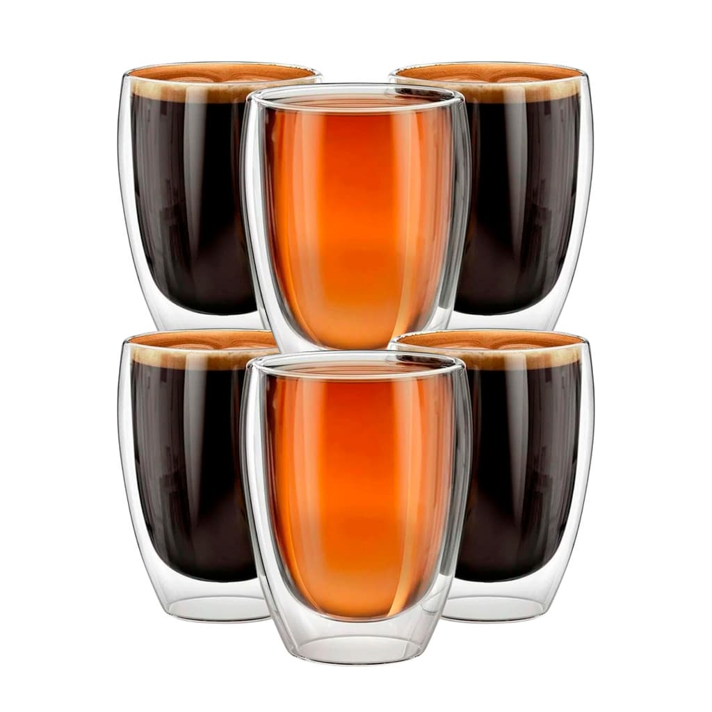 Kit 6 Copo Borossilicato Vidro Duplo Café Expresso Chá 380ml