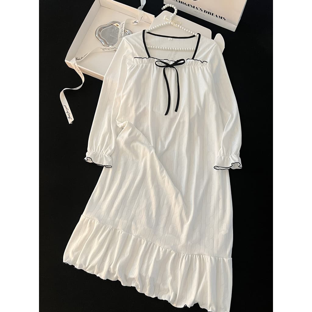 Camisola feminina primavera outono manga longa 2025 novo estilo algodão estilo palácio princesa damasco senhoras Homewea