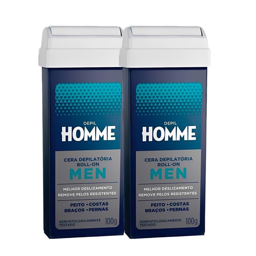 Kit 2 Refil Cera Depilação Roll-on Depil Homme Masculino Deo 100g