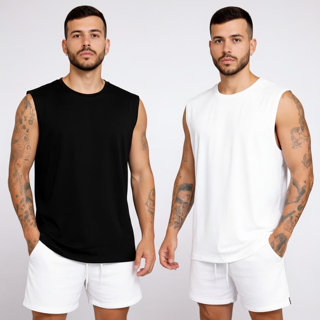 Kit 2 Camisetas Regata Masculina Oversized Academia Colete Masculino Machão Longline Sem Estampa