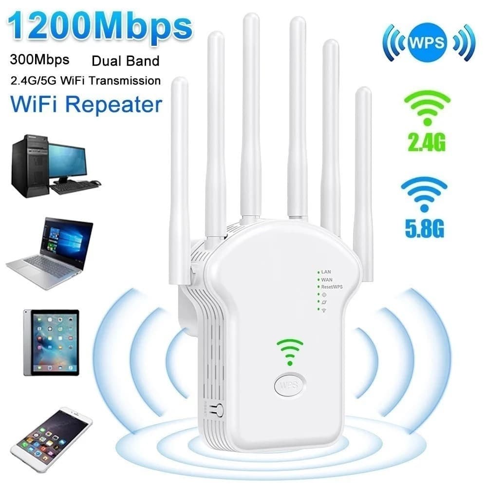 Repetidor Wifi 2800m 6 Antenas Roteador Amplificador De Sinal Modem 1200MBPS