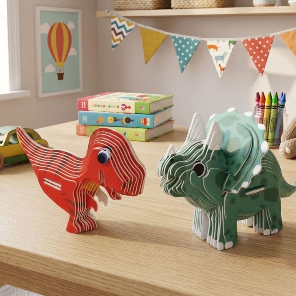Kit Quebra Cabeça 3D Infantil T Rex Dinossauros 4ano a 7anos