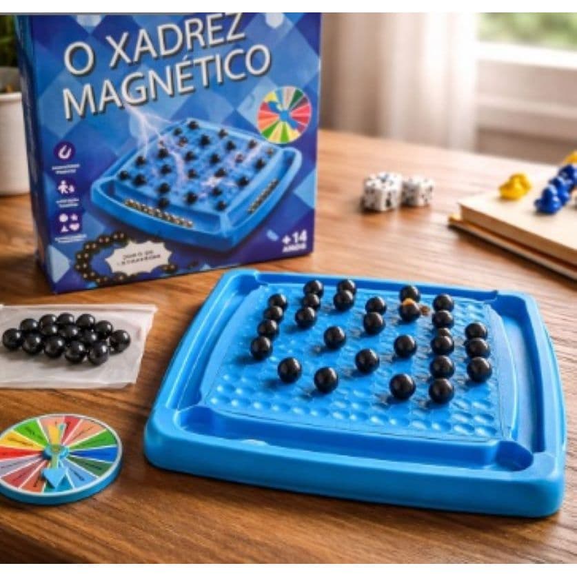 Jogo De Tabuleiro Magnético Xadrez com 20 Esferas Magnéticas
