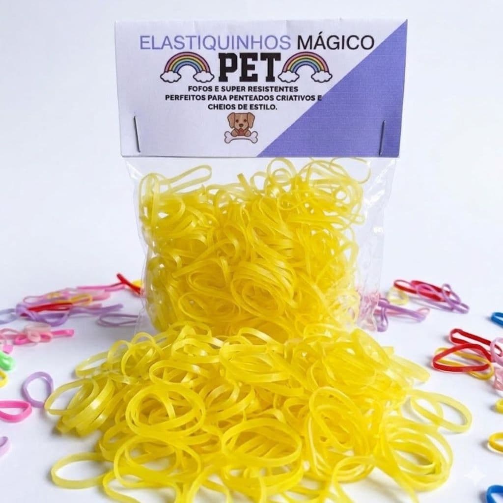 Elástico Pet Silicone Colorido 1000 UN. Para Penteados Cães E Gatos Elasquinhos Mágico