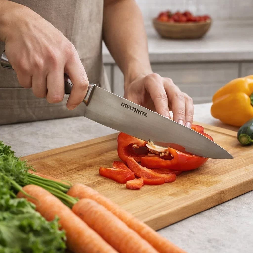 Faca Profissional Gourmet 33cm Aço Inox Corte Preciso Chef Cozinha Durável
