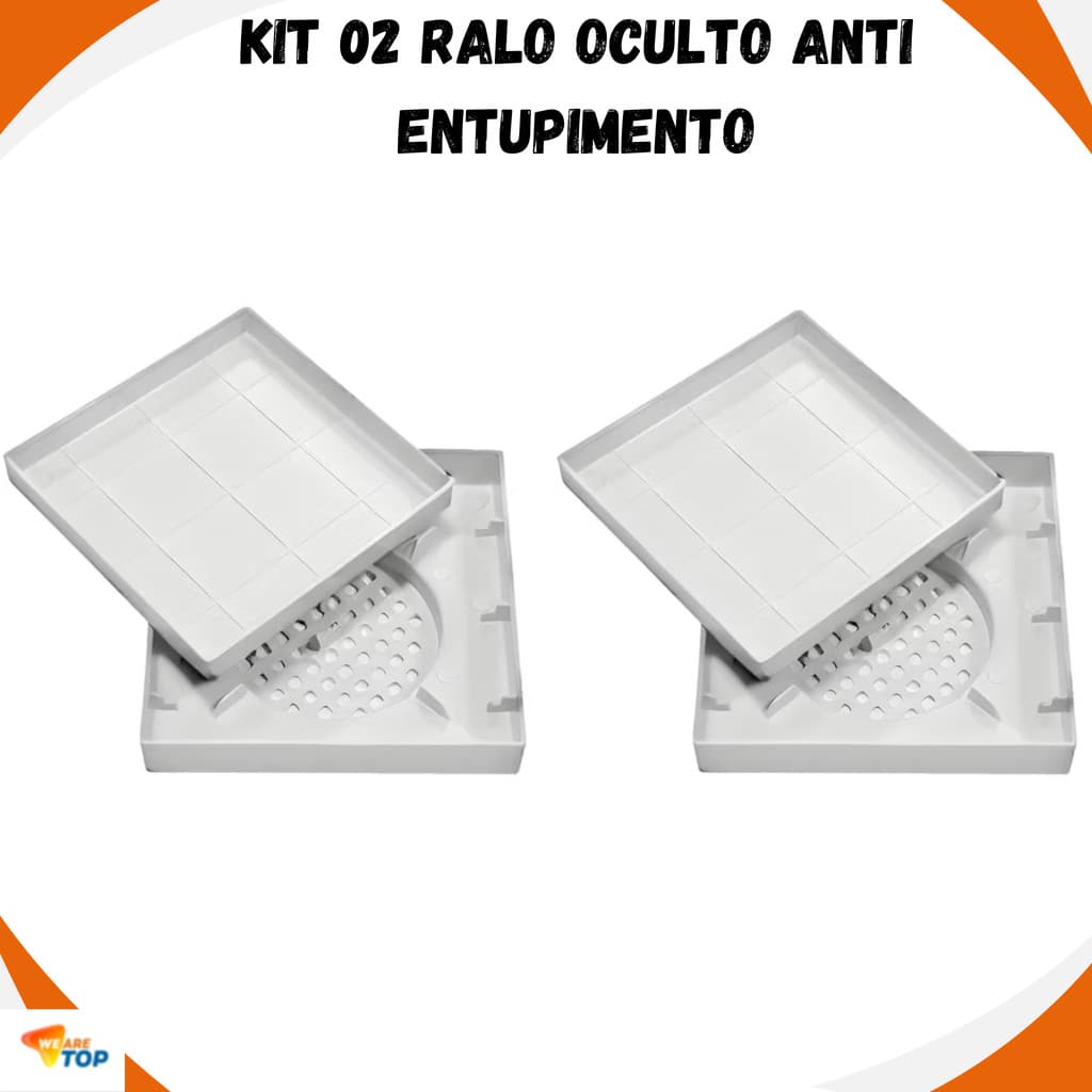 Kit 2 Ralo 15x15 Oculto Para Box Banheiro Em PP Anti Entupimento Filtro de Cabelo Protetor de Ralo Universal Top