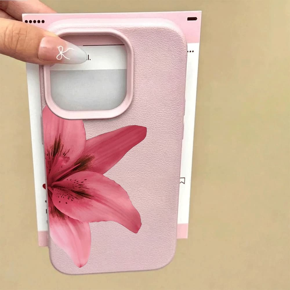 Capinha Capa Coruro Para IPhone 13 11 12 16 15 14 17 Normal Plus Pro Max Couro Falso Rosa Meia Flor Caso De Telefone