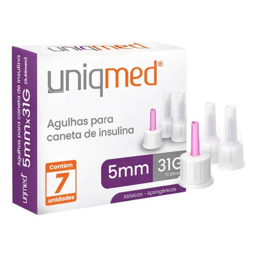 Agulha Para Caneta De Insulina 5mm X 0,25mm 31g C/7 Uniqmed Unica