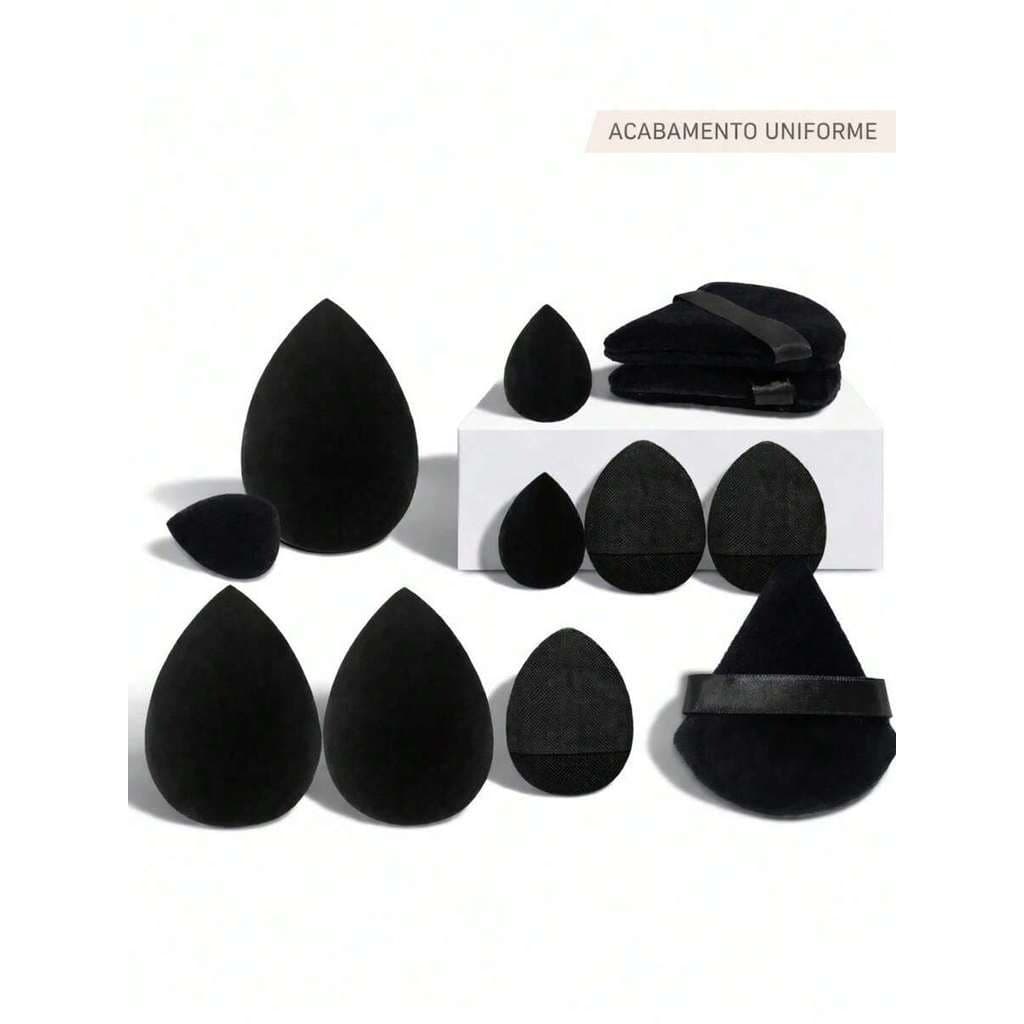 Kit 12 Esponjas de Maquiagem Profissional | Acabamento Natural | Alta Maciez