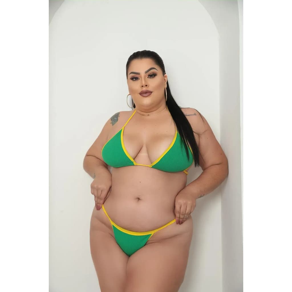Biquini Fita Plus Size Top Cortininha Sem Bojo Moda Praia
