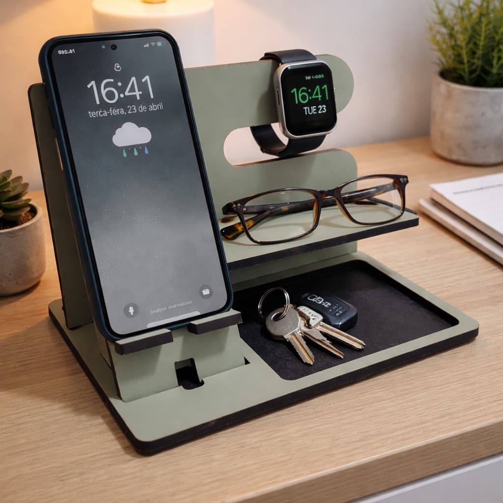 Suporte Escrtório Organizador de mesa Porta Celular Óculos Carteira Relogio