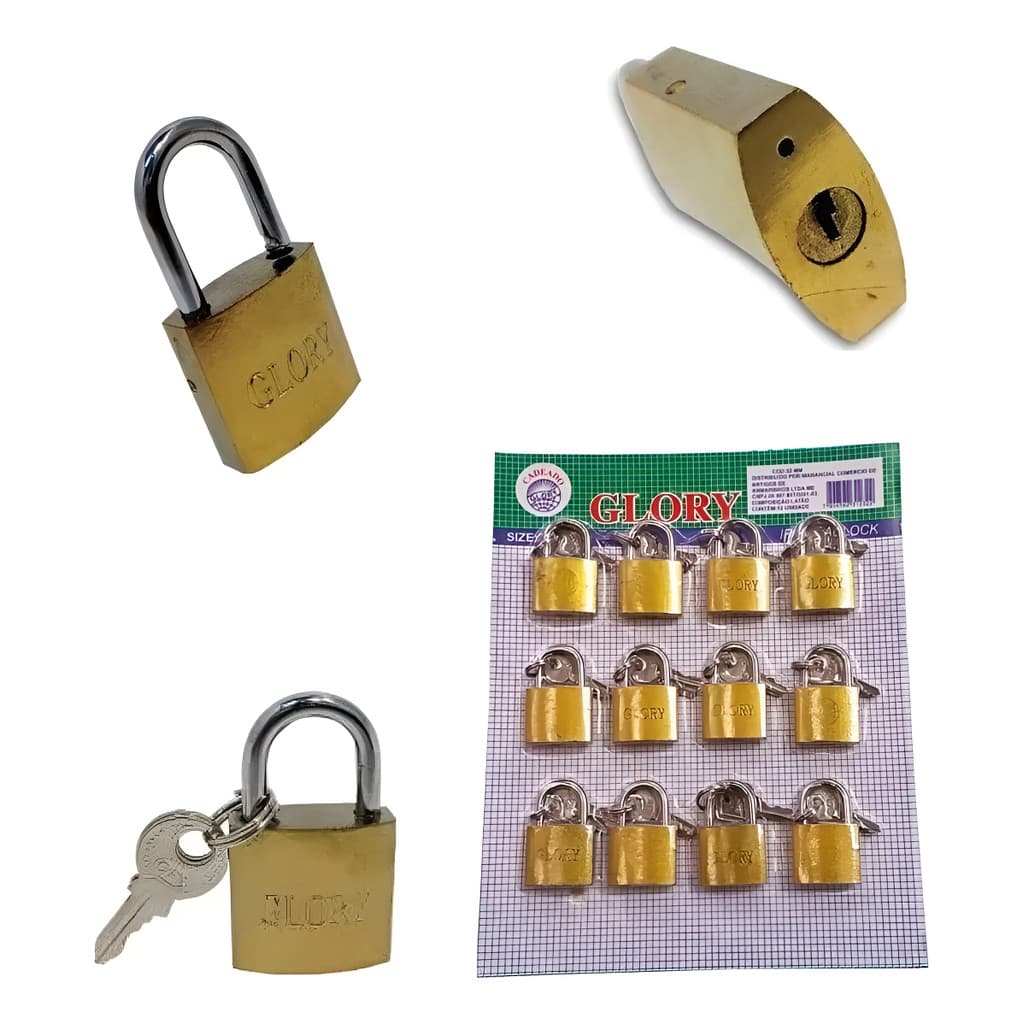 Cadeados 25mm Cartela 12 Pçs 2 Chaves Bolsa Armários Oferta