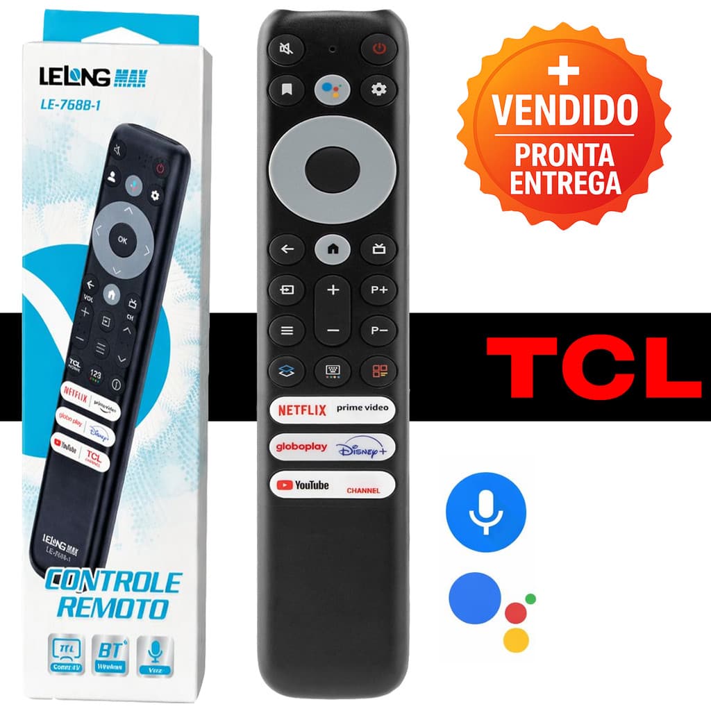 Controle Remoto Televisão com Comando de Voz Compatível Smart TV Semp TCL 4K