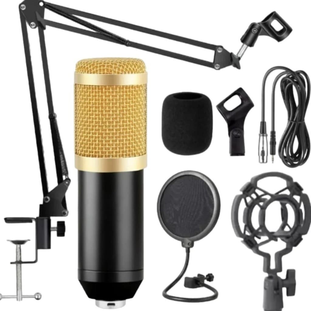 Kit BM800 Microfone Condensador Profissional Gravação Podcast Estúdio Streaming