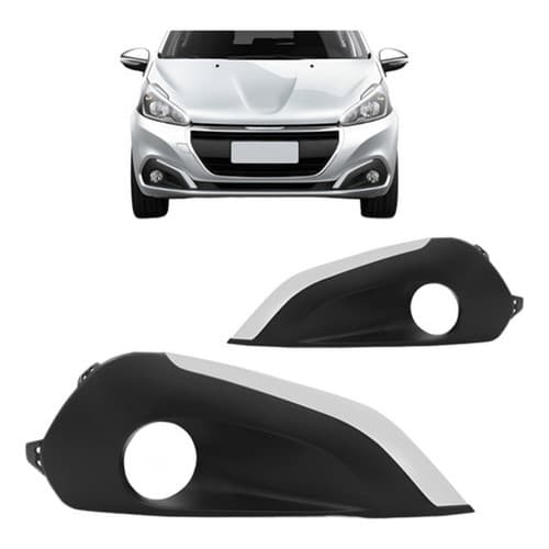 Moldura Milha Peugeot 208 2017 2018 Com Furo Friso Cinza