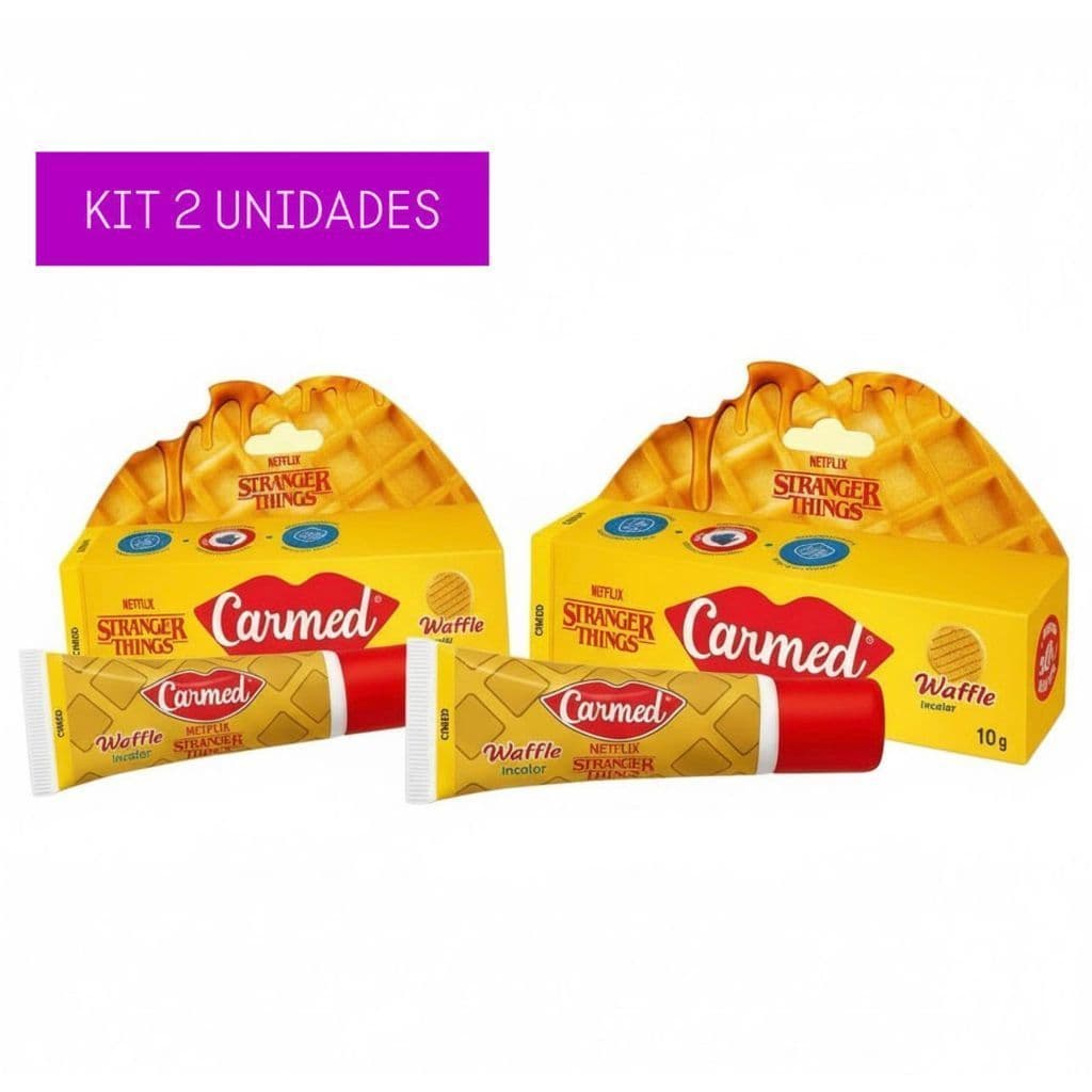2 hidratantes labiais CARMED - Stranger Things Sabor Waffle