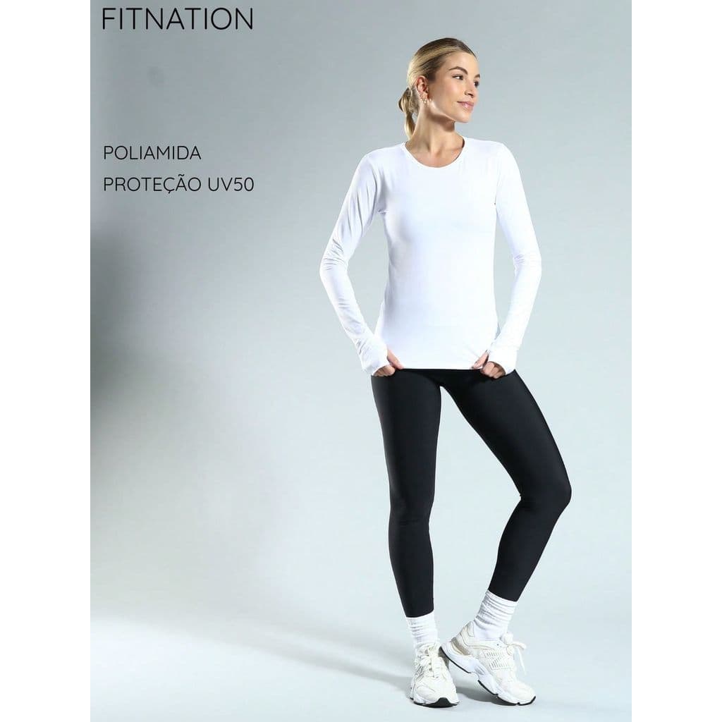 Camiseta Feminina Manga Longa Proteção UV50 Fitness Academia
