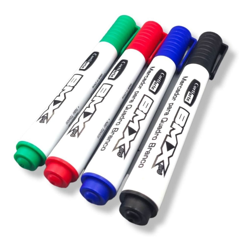 Kit 4 Marcadores Para Quadro Branco Bmx Profissional