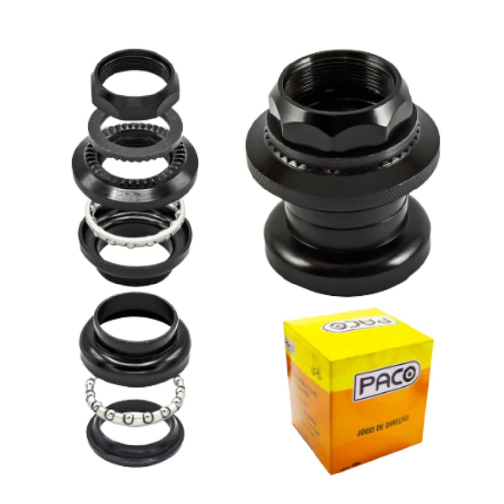 Jogo Caixa de Direção Bike 22.2 mm 8 Peças com Trava Preto