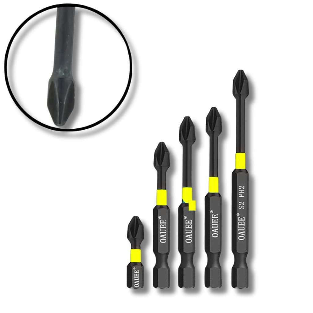 Kit 5 Bits PH2 Magnéticos De Impacto Aço Reforçado 50mm a 150mm
