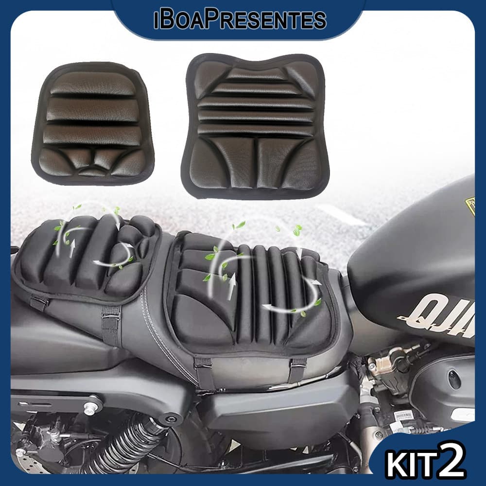 Kit 2 Almofada De Assento De Motocicleta 3D Almofada De Assento Respirável Com Absorção De Choque