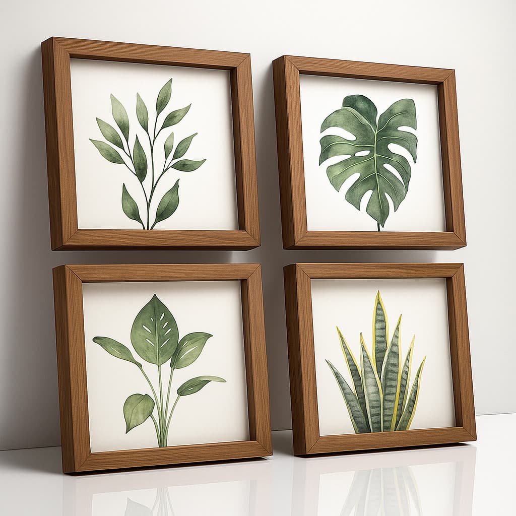 Quadros pra banheiro Botanicos Aquarela Folhas Tropicais Verde Decoração para Banheiro, Quartos, Sala, Cabiceira Lojas