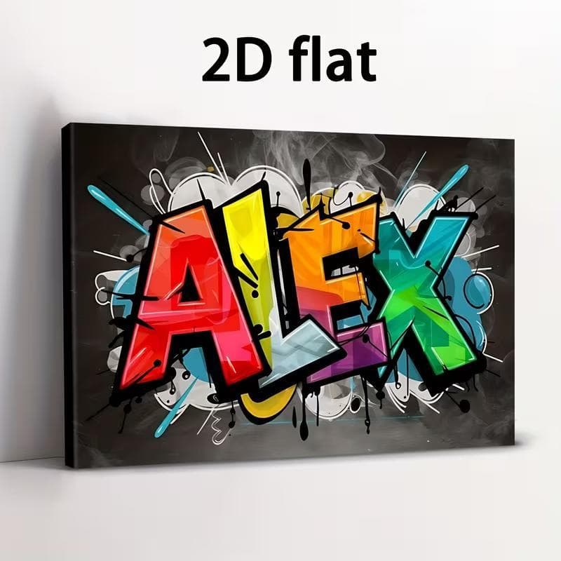 Quadro Decorativo Graffiti Personalizado Com Seu Nome Colorido