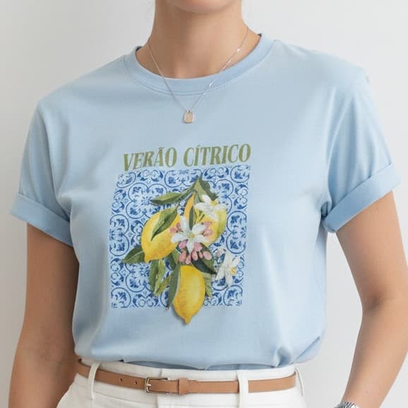 Blusa Tshirt Camiseta Feminina Estações Estampa Verão Citrico Limão 100% Algodão Despojada Blogueira Lançamento