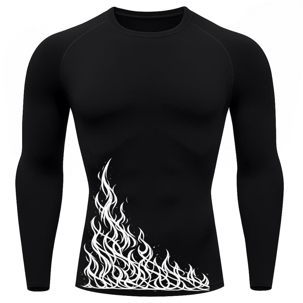 Camiseta Manga Longa Compressão Proteção Uv 50+ Estampada Flames Fire