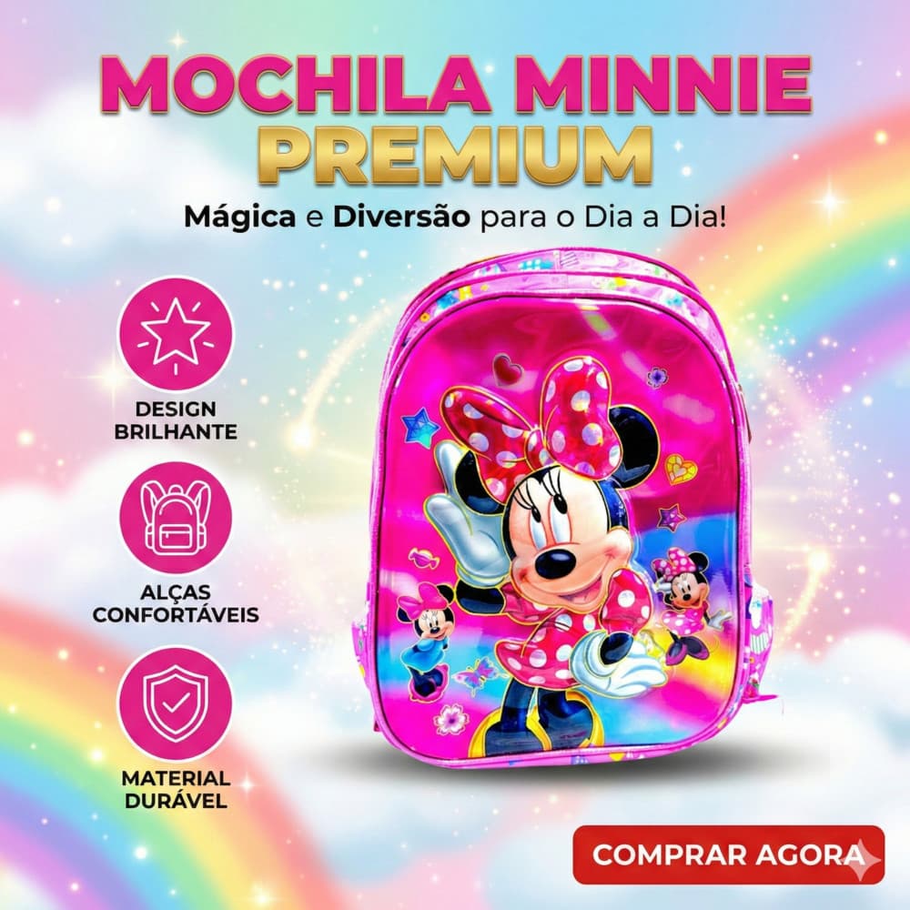 Mochila De Costas Minnie Menina Escolar Infantil