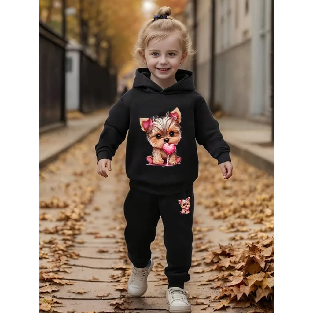 Conjunto Infantil Moletom Com Capuz Calça Blusa De Frio Menina 501