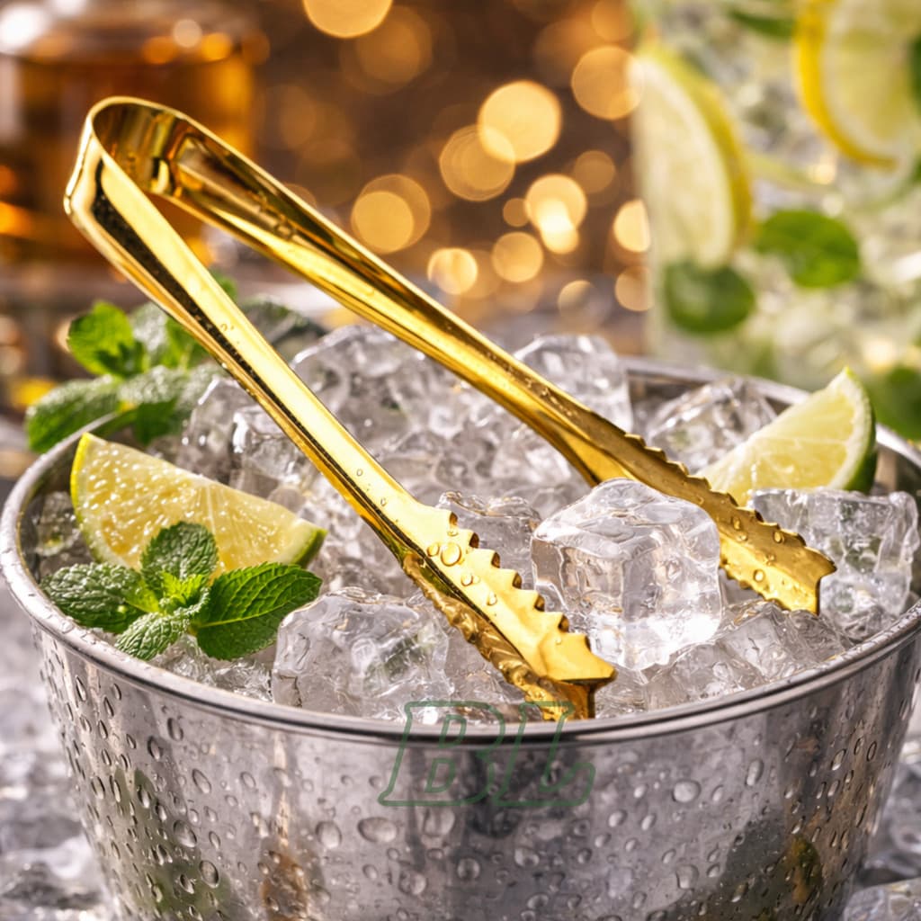 Pegador De Gelo Em Aço Inox Dourado Resistente Pinça Mesa Posta Cozinha Bebidas Sala Jantar