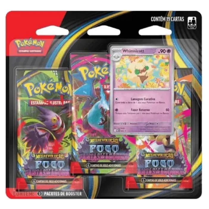 Blister Triplo fogo fantasmagórico-  Pokémon- Copag (Whimsicott ou cottonee)