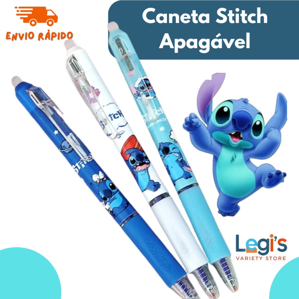 Stitch | Caneta Apagável Fofa – Kawaii, Item de Papelaria Colecionável e Material Escolar Divertido