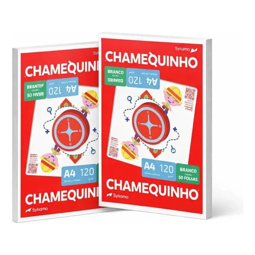 2 Pct Papel A4 Chamequinho 120g Sulfite Branco 50 Fls Branco