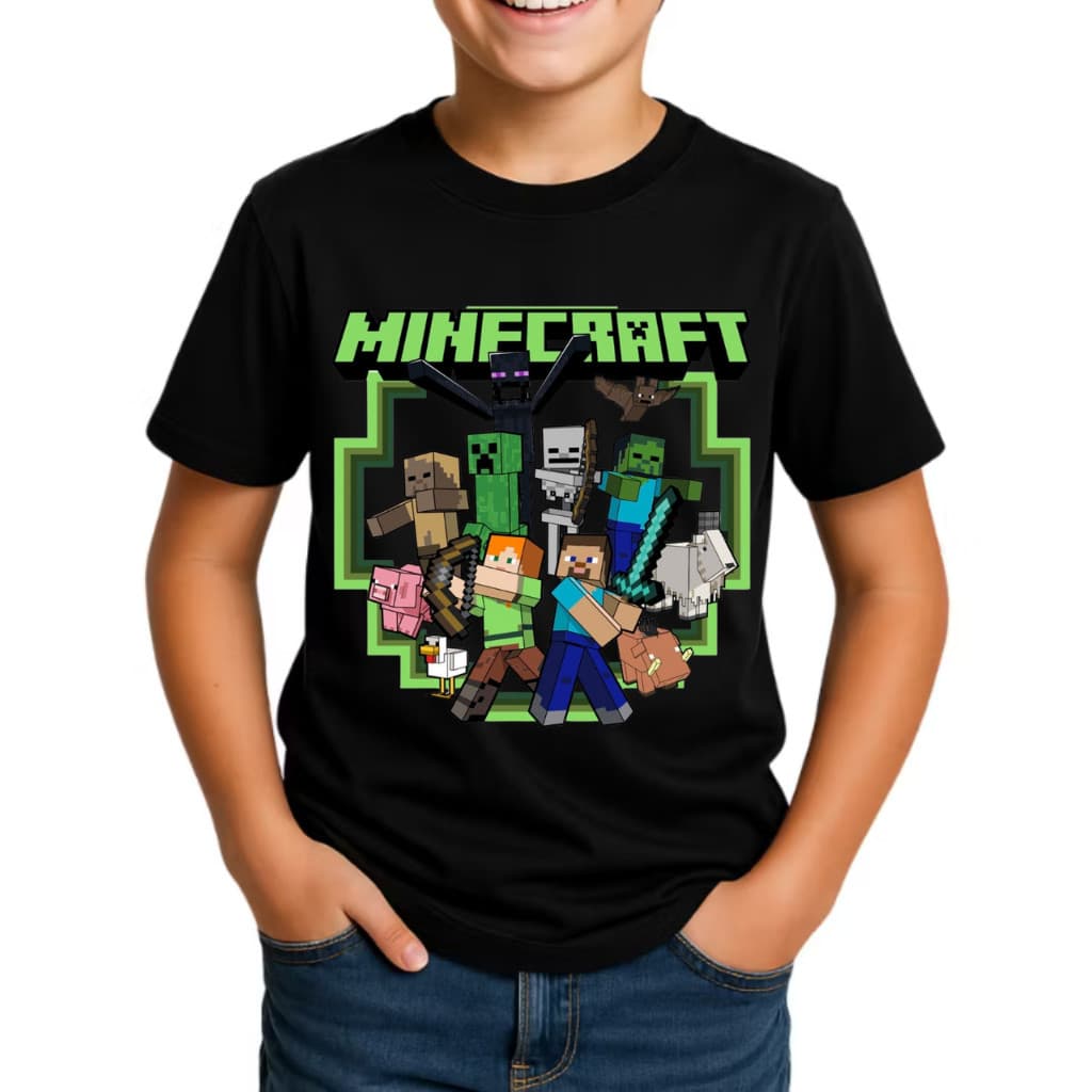 Camiseta Infantil  Estampada Minecraft Camisa 100% Algodão Premium