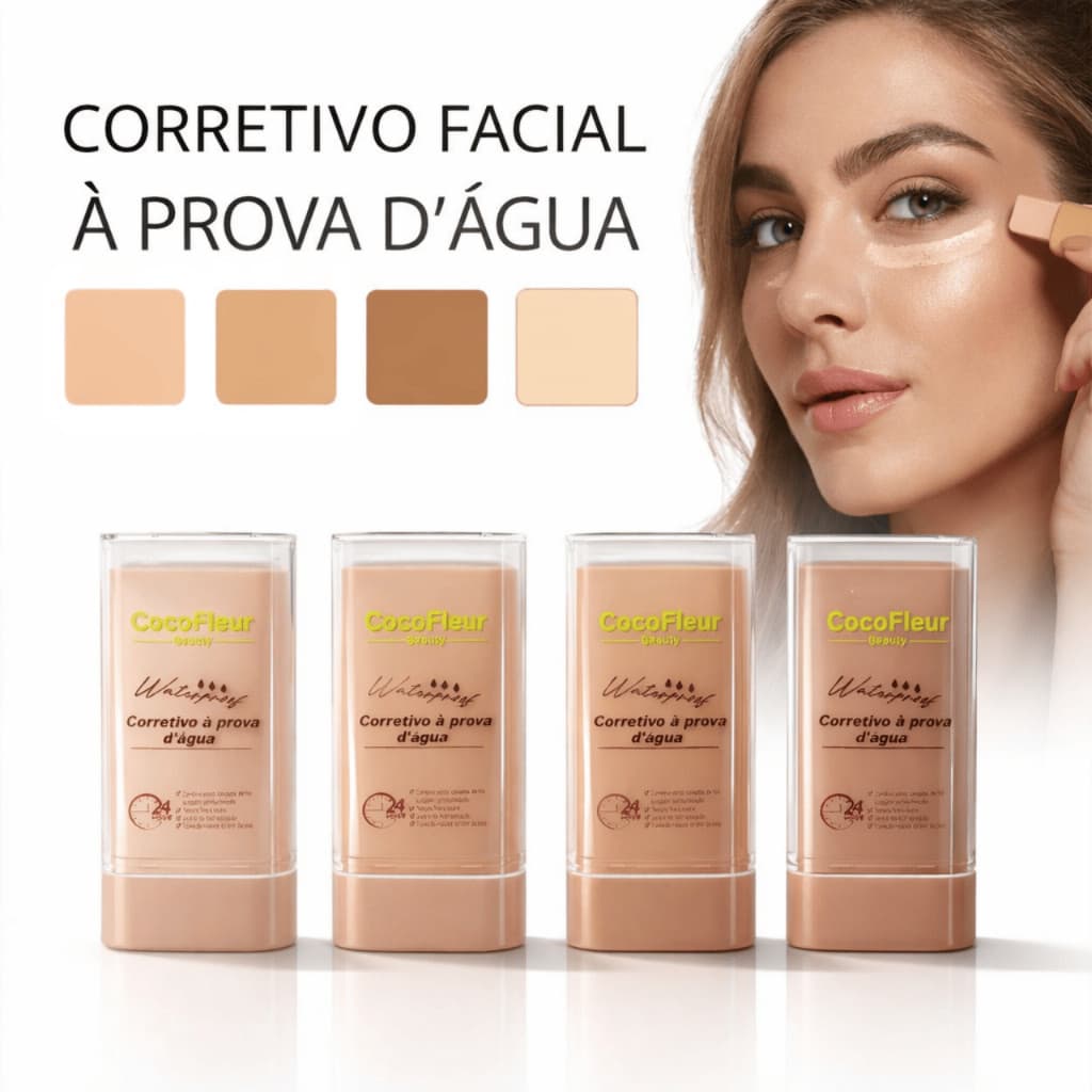 CocoFleur Corretivo Facial Stick à Prova D’Água 10g – Alta Cobertura, Longa Duração e Acabamento Natural