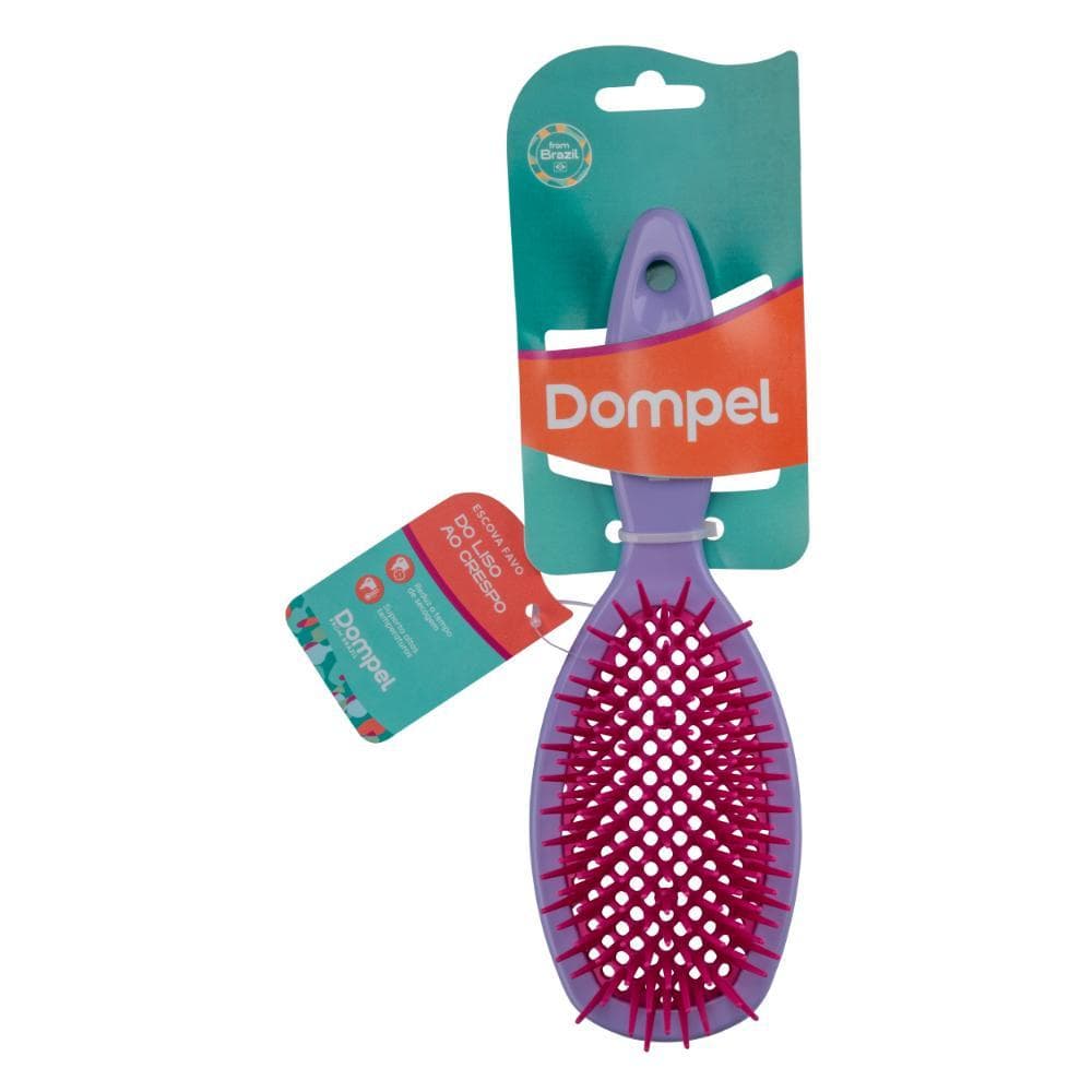 Escova de Cabelo Profissional FAVO OVAL para Cachos e Definidora Cor Violeta - Dompel