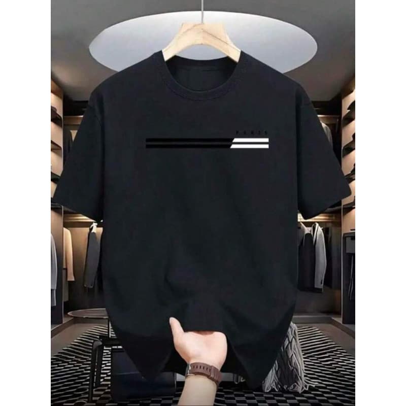 Camiseta Masculina Paris 2 faixas 100% algodao manga curta