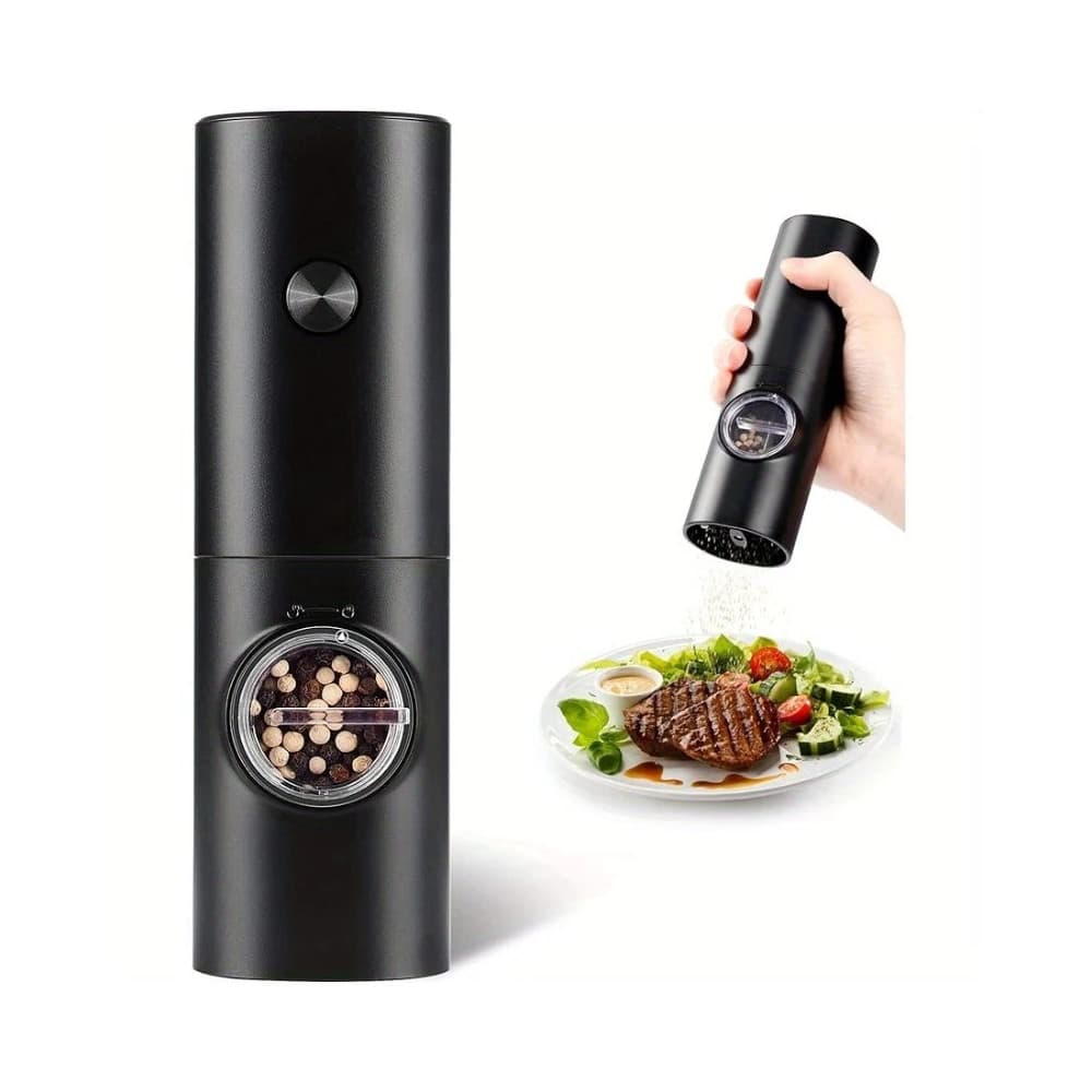 Moedor Elétrico de Temperos Ajustável com LED - Sal, Pimenta e Grãos