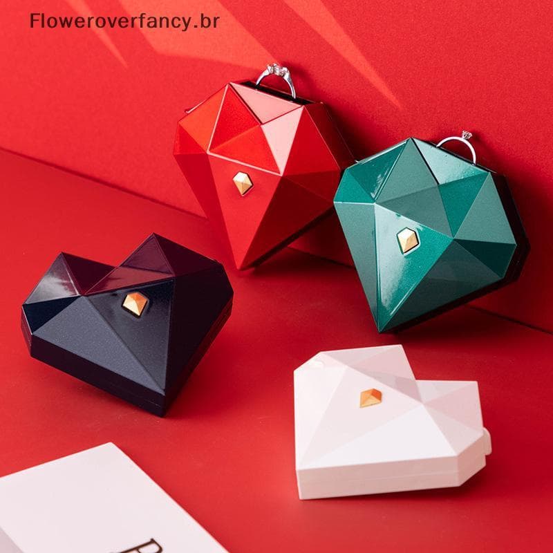 FFBR Caixa De Anel De Diamante Em Forma De Coração , Proposta Pop-up Automática , Surpresa Armazenamento De Jóias Para M