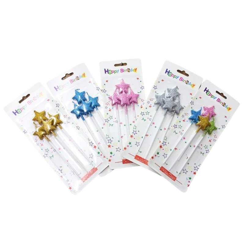 Velas de Aniversario Estrela /coração    Brilhante Com Glitter