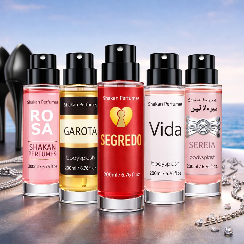 Kit 5 Body Splash Femininos 200ml Fragrâncias Inspiradas em Importados Premium Alta Fixação